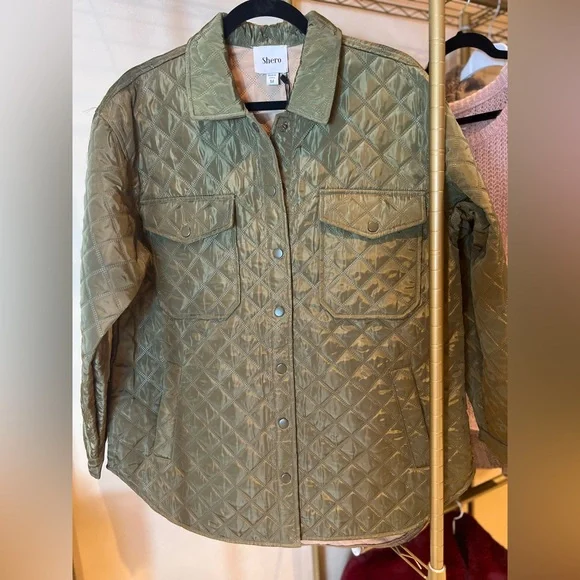 Olive Quilted Jacket - Picture 2 of 3